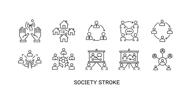 A collection of society and community icons.