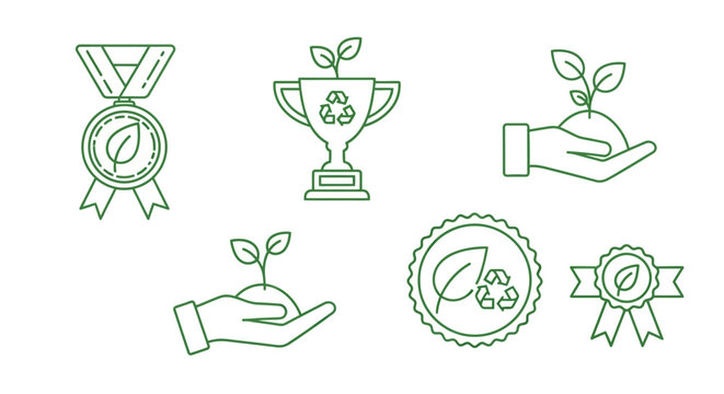 Eco friendly icons with plants growing.