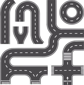road segments and intersections set with roundabout u turn t junctions