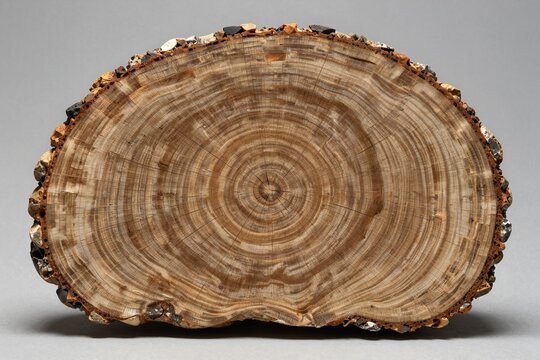 Vintage Petrified Wood Cross-Section - Fossil Detail