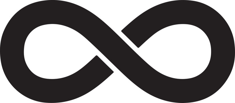 Infinity symbol, black, vector icon, mathematical sign, limitless concept