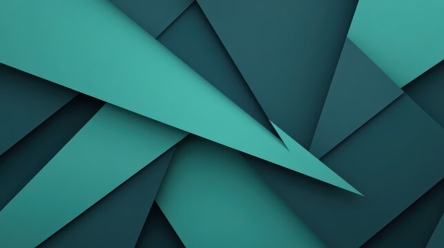 Dynamic Abstract Geometric Teal Green Layers and Shadows Creating Modern Background Design