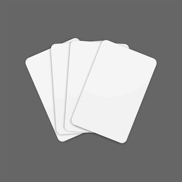 Blank playing cards in stack fanned out. Empty playing cards template. Vector illustration
