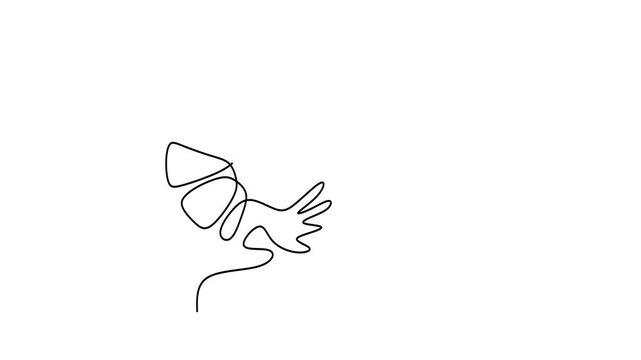 Animated self drawing of continuous line draw of  Shrimp   . Full length one line animation. 4K	