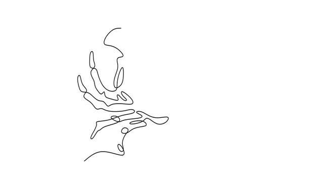 Animated self drawing of continuous line draw of crab    . Full length one line animation. 4K	