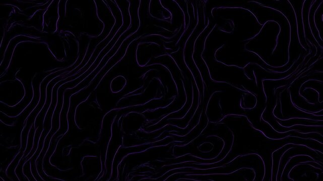Abstract Topographic Map Lines Moving Seamlessly Across Dark Background.