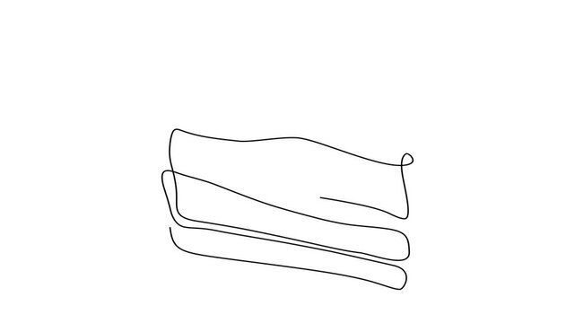 Animated self drawing of continuous line draw of cake, Party food, birthday    . Full length one line animation. 4K	