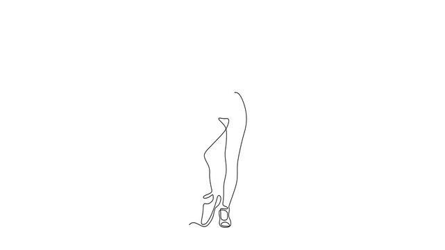 Animated self drawing of continuous line draw of Female pose outline silhouette, model, figure    . Full length one line animation. 4K	