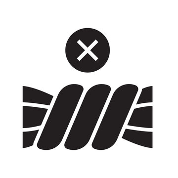 Solid vector illustration of a wring symbol with a cross mark, indicating do not twist or wring the garment.