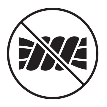 Solid vector illustration of a wring symbol enclosed in a circle with a slash, meaning do not wring.