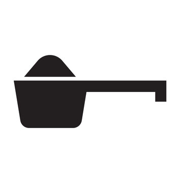 Solid vector illustration of a measuring scoop filled with laundry washing powder.