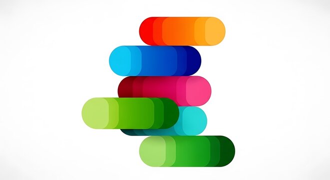 Colorful pills stacked vertically upward.