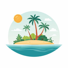Fototapeta premium Tropical Island Paradise with Palm Trees and Sun