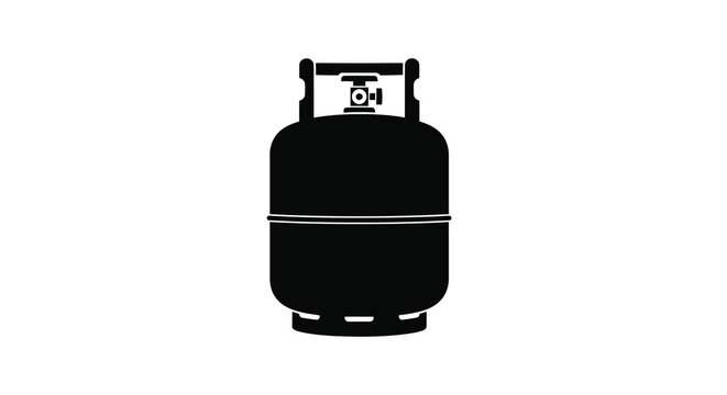 A stark black silhouette depicts a propane tank commonly used for gas storage and heating applications high quality