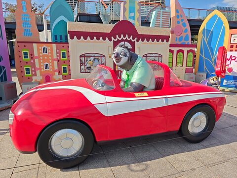 Shanghai,China-Oct.25th 2025: Flash the Sloth statue from Zootopia