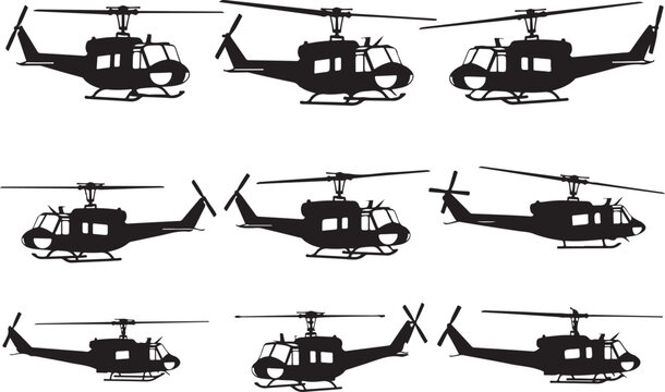 Th-1h Huey silhouette vector illustration.