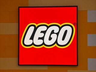 Naklejka premium Shanghai,China-Oct.25th 2025: LEGO company brand logo 