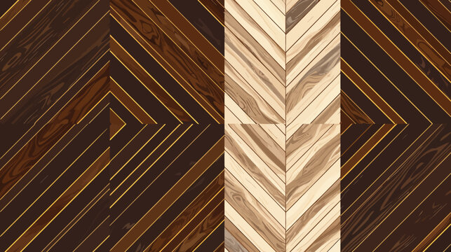 Geometric wooden parquet pattern with herringbone and parallel plank arrangements