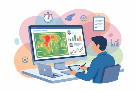 Football Performance Analyst Working on Soccer Data Analytics