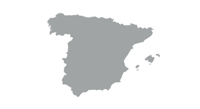 A grayscale outline depicts the geographical shape of the iberian peninsula specifically spain and portugal high quality professional