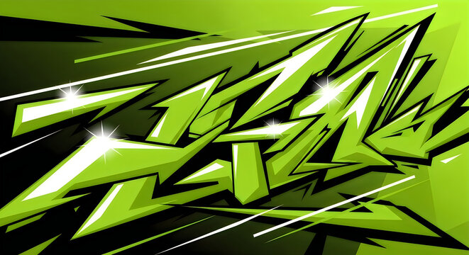 vibrant neon green graffiti style number 77 on dark dynamic background