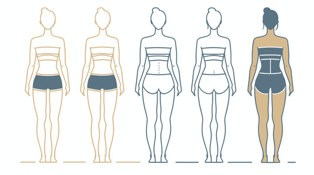 Illustration of diverse body shapes, presented in a minimalist, simplified graphic style