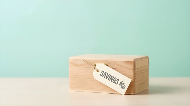 Conceptual image of a small wooden box adorned with a 'SAVINGS' tag, symbolizing prudent financial planning, future security, and wealth accumulation for personal growth