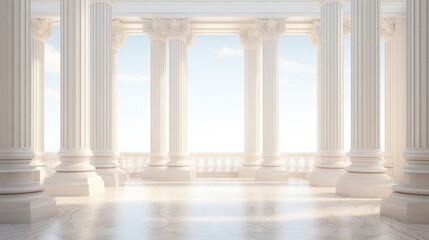 Fototapeta premium 3D illustration of classic marble stone columns forming a majestic colonnade.