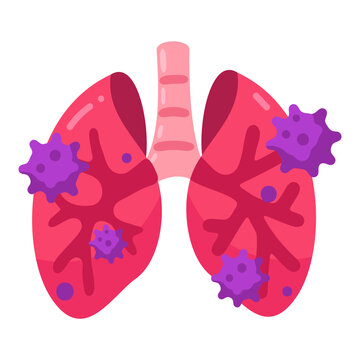 Illustrated Lungs with Germs and Infections for Health and Medical Concepts