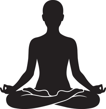 Person meditating in lotus pose silhouette style isolated on transparent background, Vector