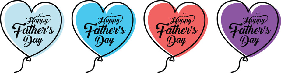 Four colorful heart-shaped father's day greeting © BeeStock