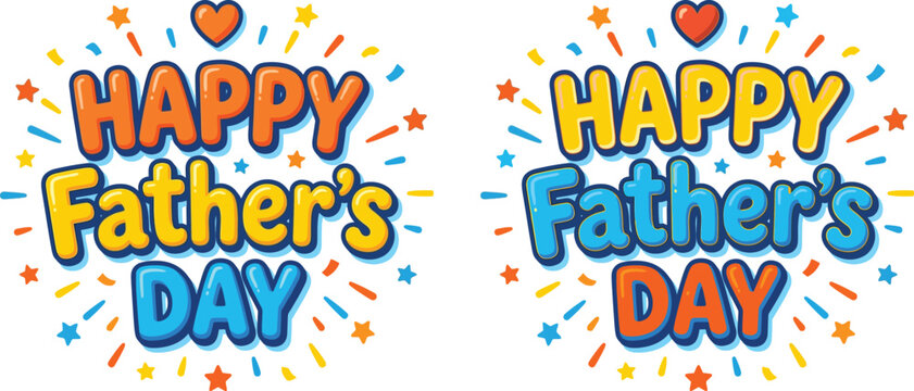 Colorful celebrating father's day with text and stars celebration typography
