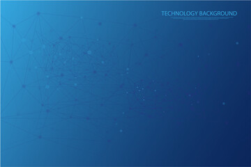 Obraz premium Abstract Technology Network Background with Blue Gradient Digital Connection Lines