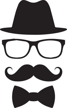 Father Icon with Glasses and Mustache Minimal Design