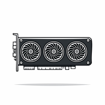 Illustration of a Computer Graphics Card with Three Fans