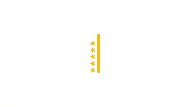 Modern motion graphic featuring a vertical five star rating scale with golden progress fill and rounded indicator on a light background