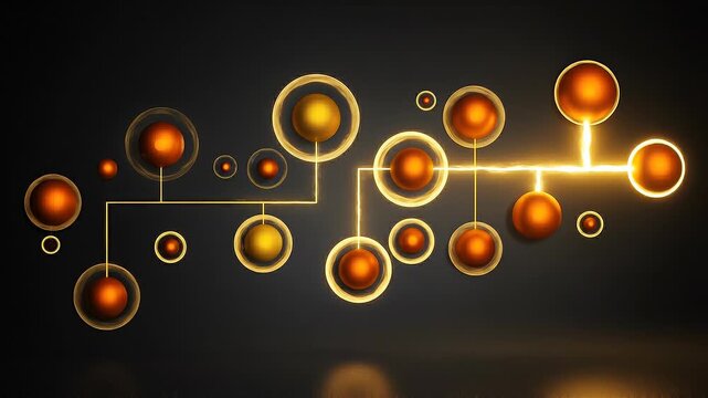 Seamless loop AI strategy roadmap nodes animation, structured data hierarchy corporate background.
