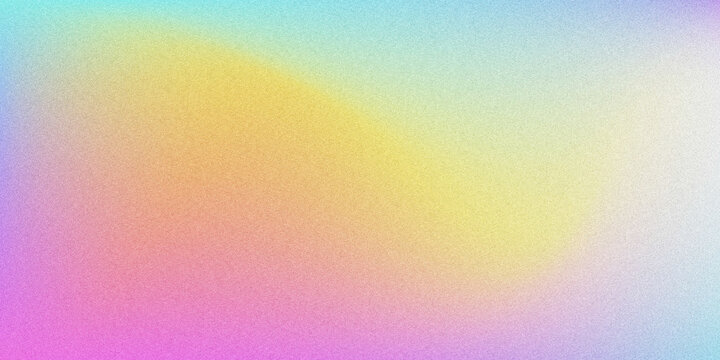 Soft rainbow gradient background with a textured grainy noise effect, featuring pastel pink, purple, yellow, and blue hues.