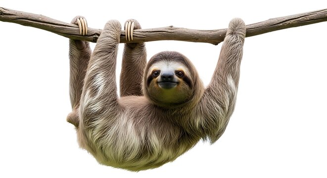 A sloth hanging on a tree branch