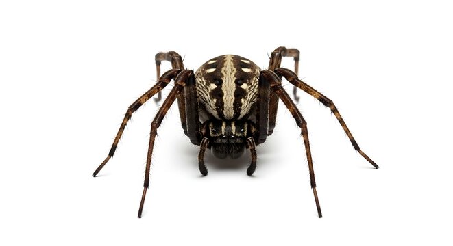 An eye-level close-up of spider