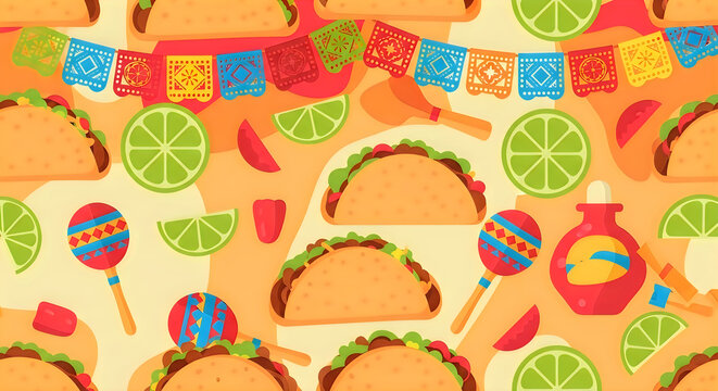 Festive taco pattern a vibrant celebration of mexican cuisine and culture