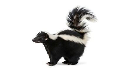 Naklejka premium A Skunk Posing on plain background