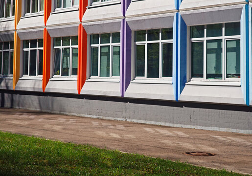 Colorful Russian school architecture background