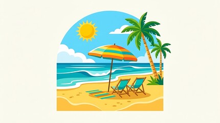 Obraz premium Summer beach holiday sunny tropical illustration