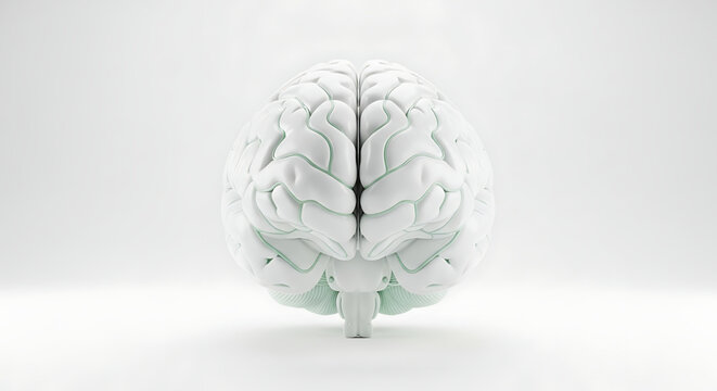 A detailed illustration of a human brain on a clean white background