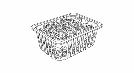 Obraz premium Plastic container filled with a generous amount of ripe raspberries