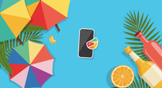 Colorful summer vacation background with beach accessories