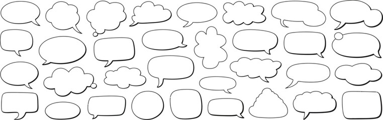 Fototapeta premium Speech bubble doodle talk set hand drawn comic dialog balloon thought cloud vector illustration
