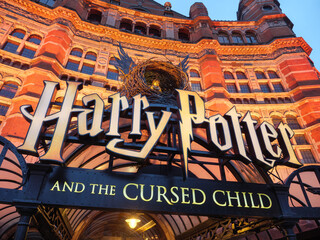 Naklejka premium Westminster, London, UK - December 15, 2025: Harry Potter and the Cursed Child playing at The Palace Theatre in the West End