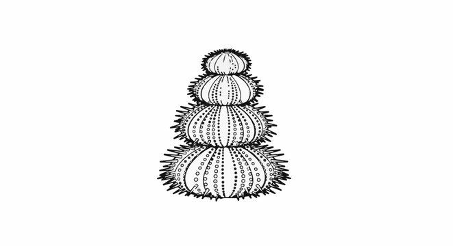 Stacked sea urchins illustration with spiky exteriors
